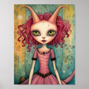 Poster Colagem de Mídia Mista de Alienígena Adorável