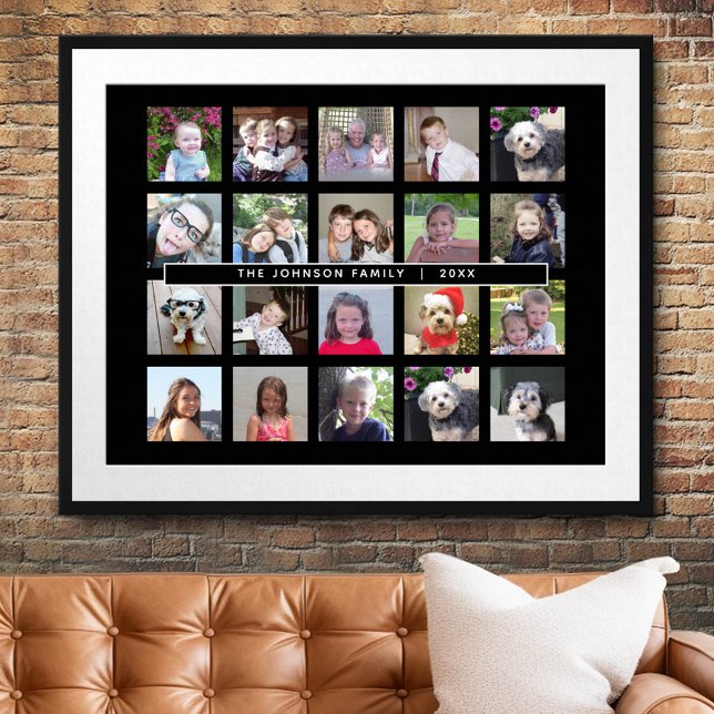 Poster Colagem de Modelo de Foto 20 com Texto Personaliza (Custom Photo Collage Poster)