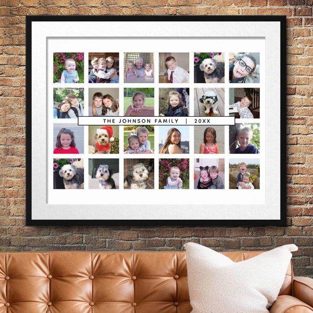 Poster Colagem de Modelo de Foto 24 com Texto Personaliza (Custom Photo Collage Poster)