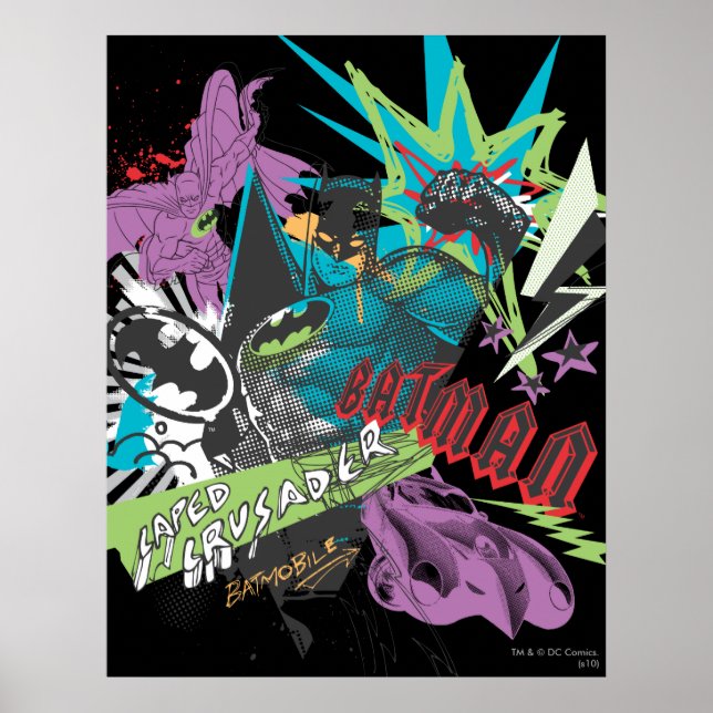 Poster Colagem de Neon Crusader com Capa Batman (Frente)