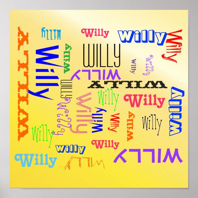 Poster Colagem de Nomes Amarelo Incrível (Frente)