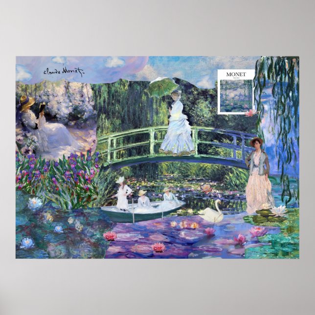 Poster Colagem de Paisagem Floral Claude Monet (Frente)