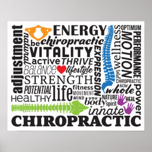 Poster Colagem de Palavras e Elementos Chiropráticos