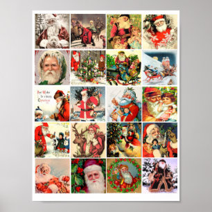 Poster colagem de papais noeis de arte de natal do velho