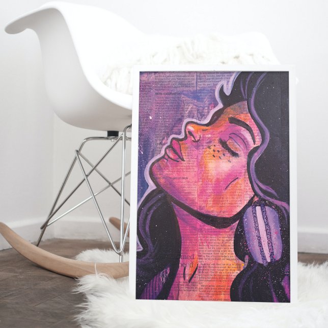 Poster Colagem de Pop artística feminina do cabelo preto  (Criador carregado)