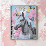 Poster Colagem de Pop de Arte Retro Rosa e Unicórnio Azul<br><div class="desc">Adicione um toque balbucioso ao seu espaço com este poster estético coquetel com um monocórnio majestoso contra um cenário sonhador de pintas e flores pastéis. A colagem retrô combina uma criatura mágica com elementos ousados, artísticos, criando um visual encantador. Perfeito para adicionar um encanto lúdico, mas sofisticado, este poster melhora...</div>