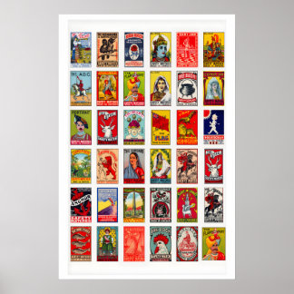 Poster Colagem de Rótulos de Caixa de Fósforos Sueca, Imp