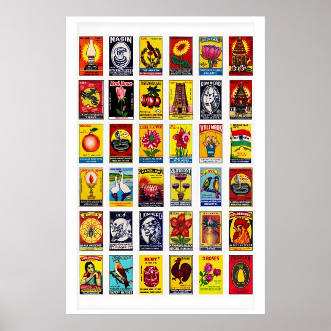 Poster Colagem de Rótulos de Caixa de Fósforos Tamil, Imp (Frente)