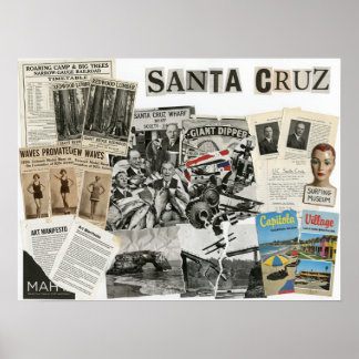 Poster Colagem de Santa Cruz Califórnia – Arte de Protest