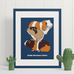 Poster Colagem de Suínos de Guiné Personalizada<br><div class="desc">Adicione um nome ou uma mensagem personalizada para criar um poster que seja perfeito para decorar o seu quarto. Este poster apresenta ilustrações realistas de estilo de cobaias contra um fundo azul marinho com a sua mensagem abaixo do gráfico.</div>
