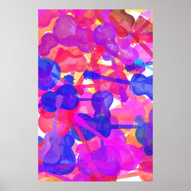 Pôster Colagem de Violão Colorida (Frente)