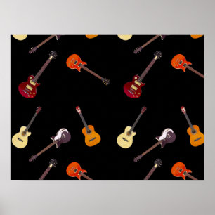 Poster Colagem de Violão Elétrico e Acústico