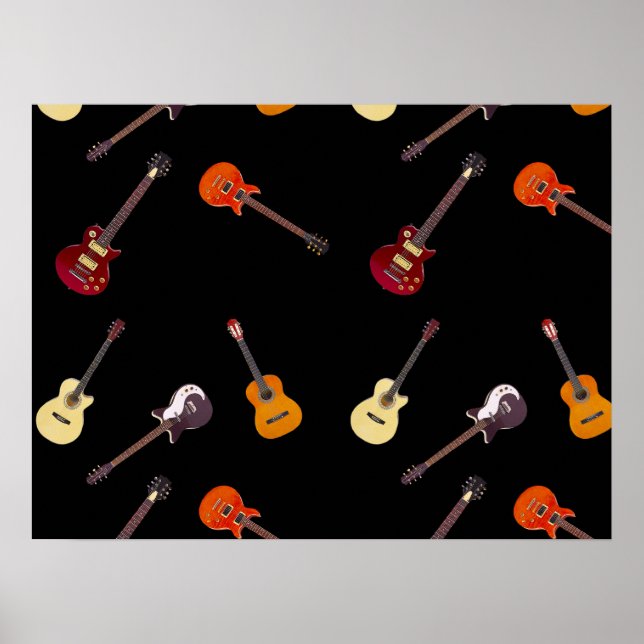 Poster Colagem de Violão Elétrico e Acústico (Frente)