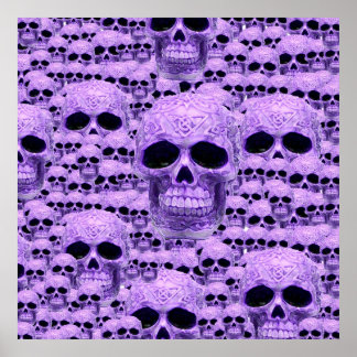 Pôster Colagem do crânio roxo celta