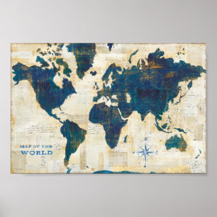 Poster Colagem do mapa do mundo