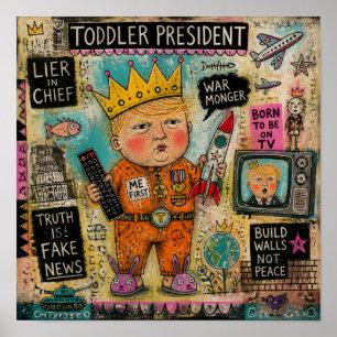 Poster Colagem do Presidente Bebê Divertido
