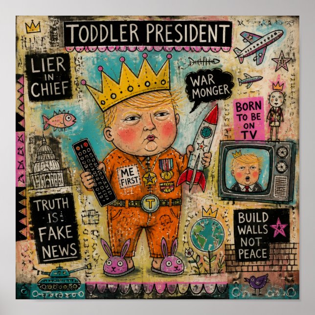 Poster Colagem do Presidente Bebê Divertido (Frente)