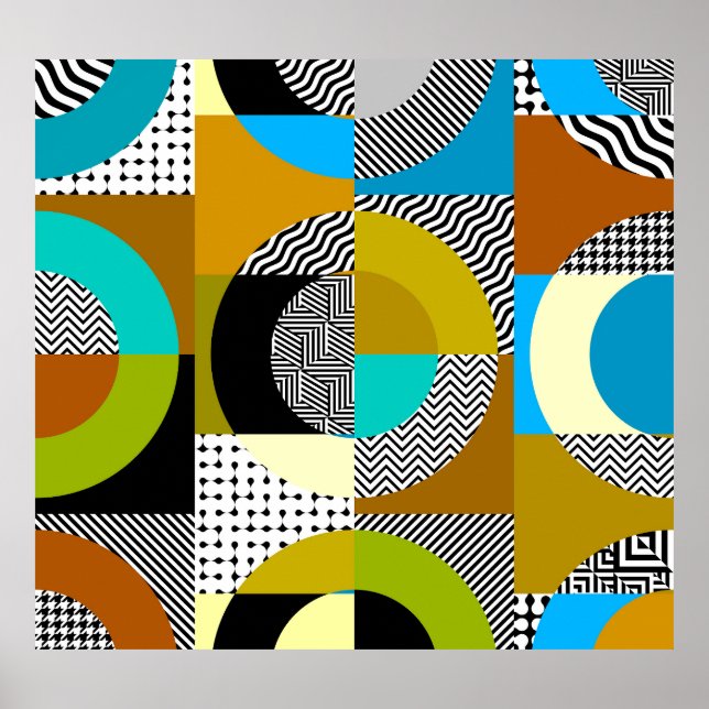 Poster Colagem geométrica: círculos, padrão de colheita. (Frente)