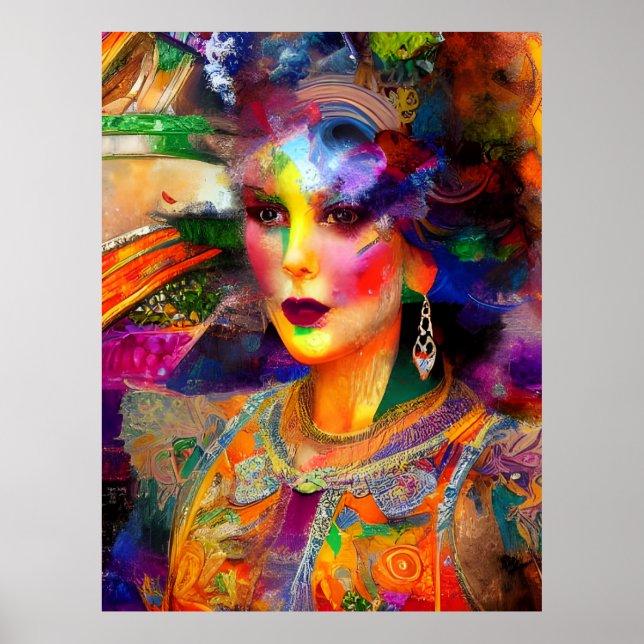 Poster Colagem Mídia Mista de Mulher (Frente)