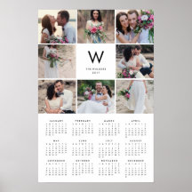 Colagem Mínimo 16x24 Calendário de Fotos Anual de 