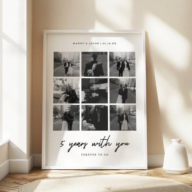 Poster Colagem Moderna de 9 Fotos de 5 Anos de Aniversári (Criador carregado)