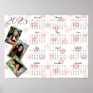 Poster Colagem Personalizada de 3 Fotos Família Calendári