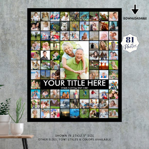 Poster Colagem Personalizada de 81 Fotos Cor Personalizad