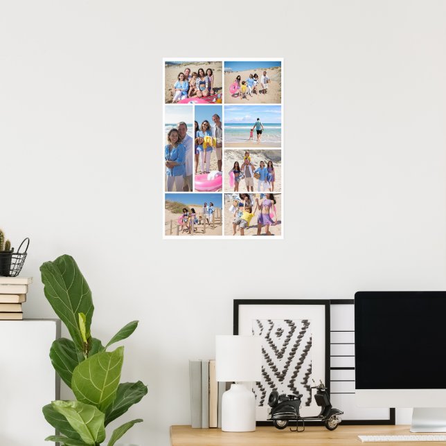 Poster Colagem personalizada de 8 fotos (Escritório em casa)