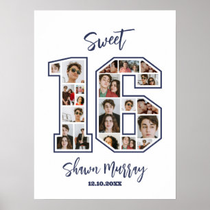 Poster Colagem Personalizada de Fotos 16 16ª Festa de ani