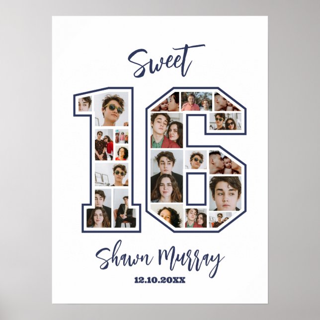 Poster Colagem Personalizada de Fotos 16 16ª Festa de ani (Frente)
