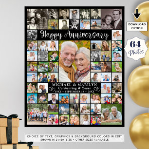 Poster Colagem Personalizada de Fotos de Aniversário de 6