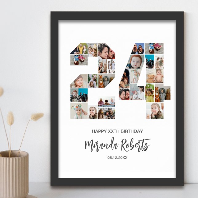 Poster Colagem Personalizada de Fotos do 24º Aniversário  (Criador carregado)