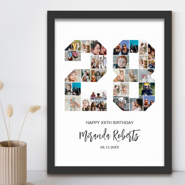 Poster Colagem Personalizada de Fotos do 28º Aniversário  (Criador carregado)
