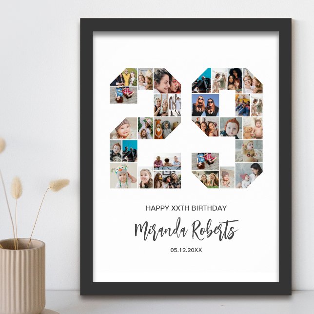 Poster Colagem Personalizada de Fotos do 29º Aniversário  (Criador carregado)