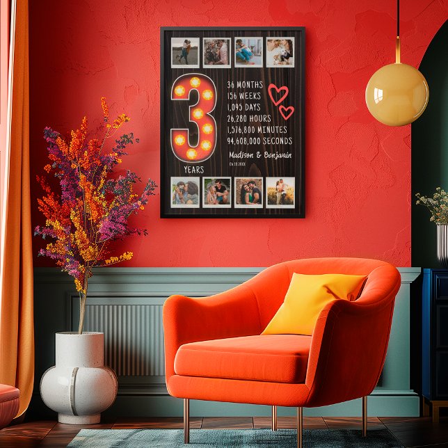 Poster Colagem Personalizada de Fotos do 3º Aniversário d (Criador carregado)