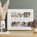 Poster Colagem Personalizada Grammie 7 Fotografias de Net<br><div class="desc">Crie uma doce lembrança de casamento para uma amada avó com esta impressão de colagem fotográfica. Personalize com sete fotos. "GRAMMIE" aparece no centro em caracteres de cinza suave com os nomes de seus netos, ou uma mensagem personalizada, sobreposta. Perfeito para aniversários, Dias de as mães ou Dia dos Avós....</div>