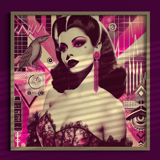 Poster Colagem Pin-up Retrowave (Criador carregado)