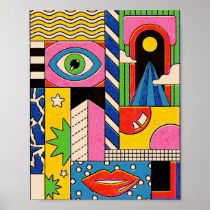 Poster Colagem Psicodélica de pop Art