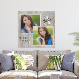 Poster Colagem Rústica do Retrato do Monograma Personaliz