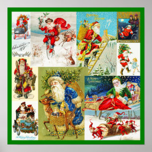 Poster Colagem Santa Claus natais vintages