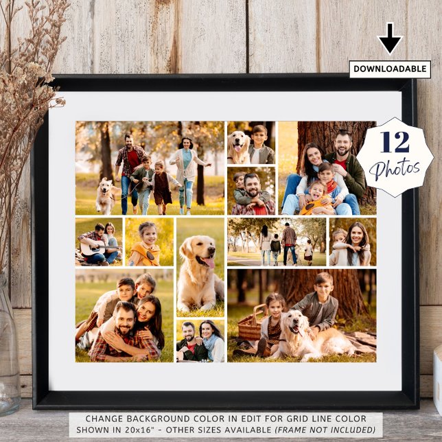 Poster Colagem Simples de 12 Fotos Únicas (Criador carregado)