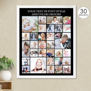 Poster Colagem Simples de 30 Fotos Cor e Texto Personaliz