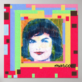Pôster Colagem Trendy Colorful Watercolor Jackie Kennedy