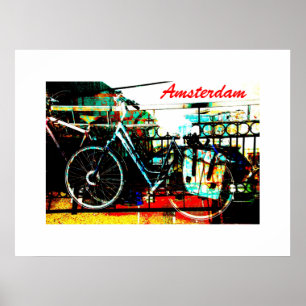 Pôster Colagem urbana colorida da bicicleta - série de