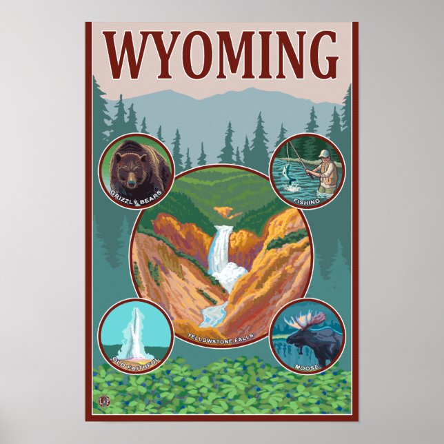 Pôster Colagem WyomingWyoming (Frente)
