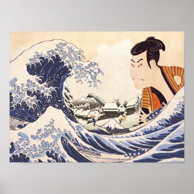 Poster Colagens Ukiyoe da Onda do Excelente (Frente)