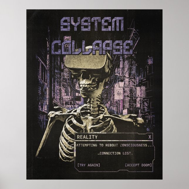 Poster Colapso do Sistema - Streetwear Techno-Dystopian (Frente)