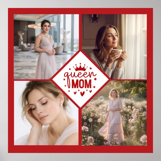 Poster Colar Personalizado com Foto Colagem da Mãe Rainha (Frente)