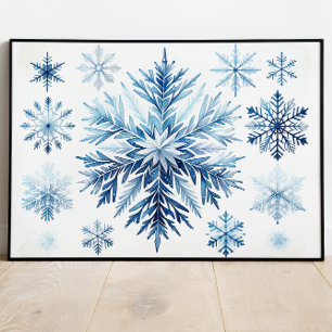 Poster Coleção de Aquarelas do Floco de Neve