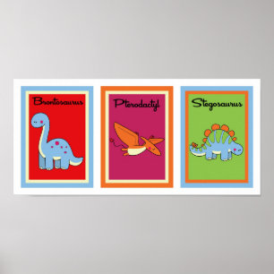 Pôster coleção de arte da parede dos dinossauros 5X7